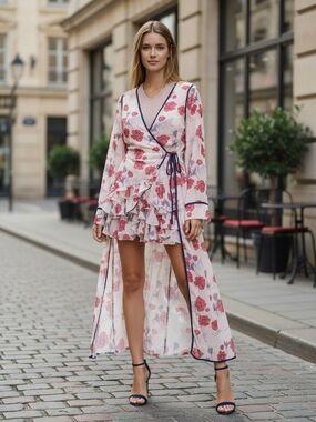 Endless Rose Cascading Poppy Duster With Darling Poppy Cascade Ruffle Mini Skirt